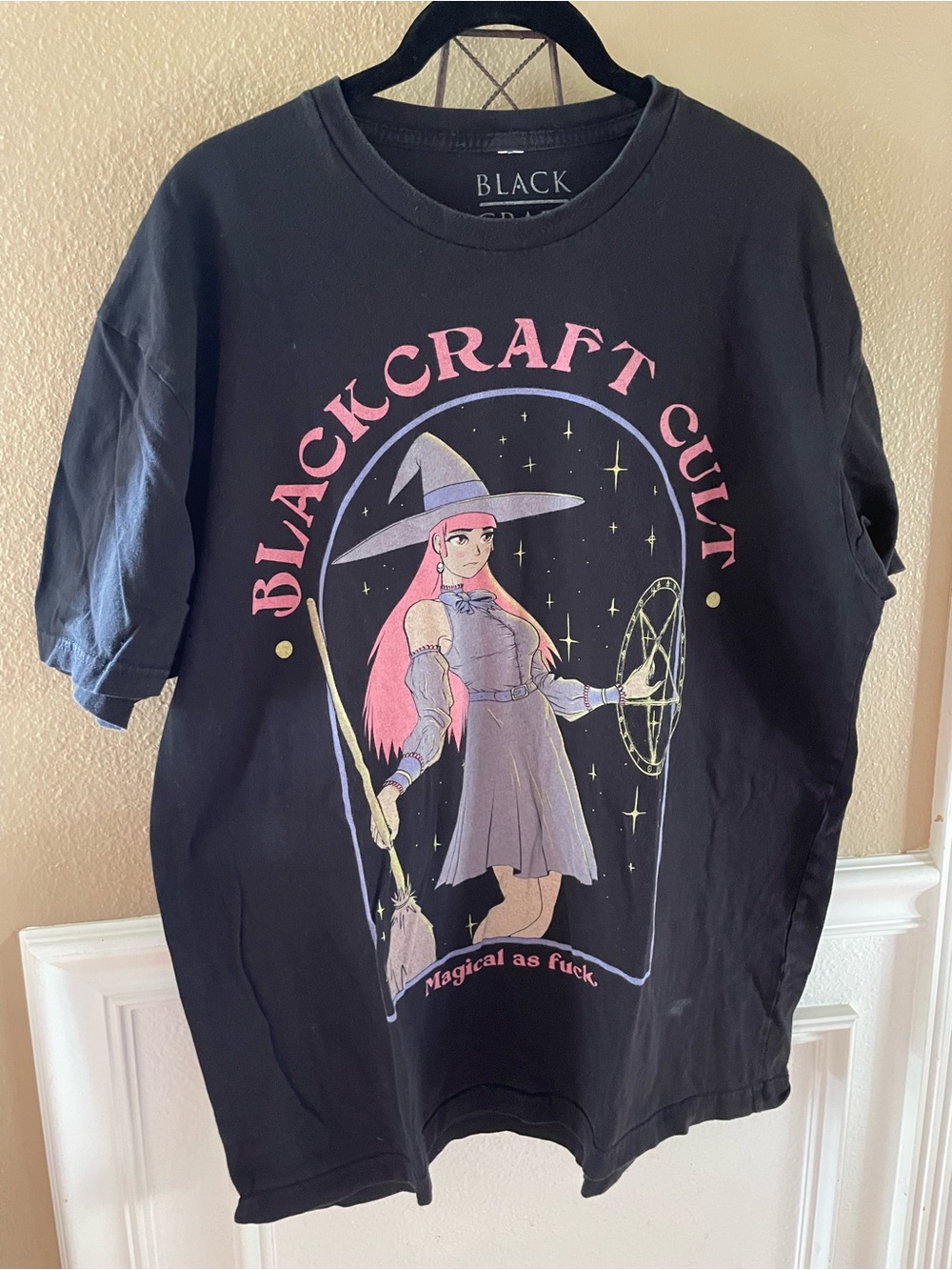Blackcraft Cult Witch Graphic Tee - Black with Pink Accents Magical As Fuc$